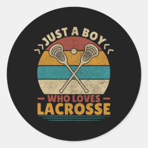 Nur ein Junge, der Lacrosse Player Lax liebt Bo Li Runder Aufkleber