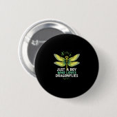 Nur ein Junge, der Libellen liebt. Libellen ziehen Button (Vorne & Hinten)