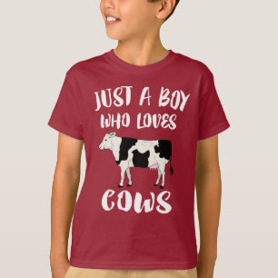 Nur ein Junge, der Liebe Kühe T - Shirt Leder Lov