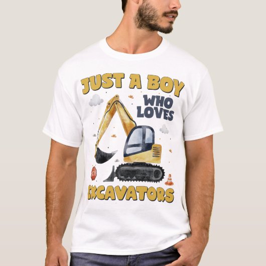 Nur ein Junge, der Lieben Bagger Bau T-Shirt (Vorderseite)