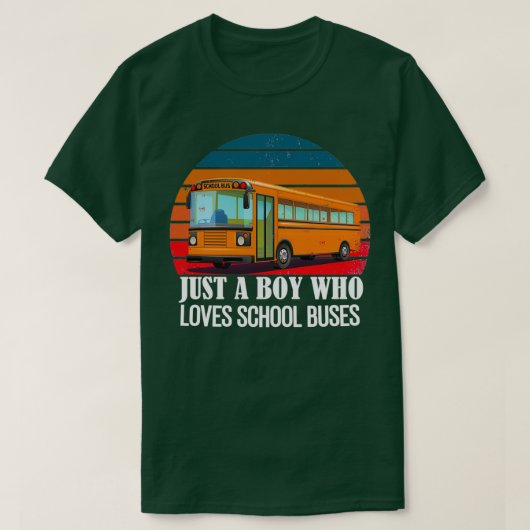 Nur ein Junge, der Lieben Busse fährt, retro Sonne T-Shirt (Design vorne)