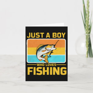 Nur ein Junge, der Lieben hat, die auf dem Fischfa Karte