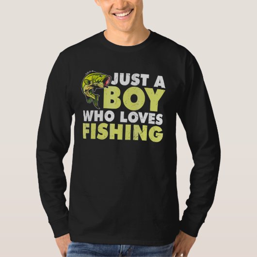 Nur ein Junge, der Lieben hat zu fischen T-Shirt (Vorderseite)