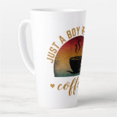 NUR EIN JUNGE, DER LIEBEN KAFFEE. MILCHTASSE (Linke Ecke)