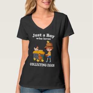 Nur ein Junge, der Lieben sammelt Eier Farm Bauer T-Shirt