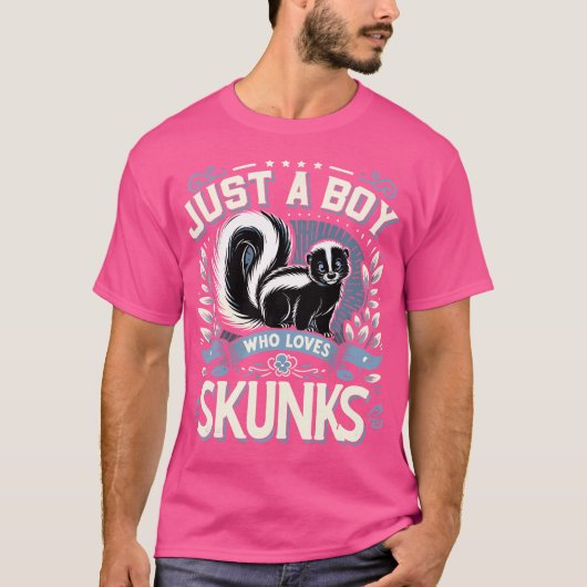 Nur ein Junge, der Lieben Skunks Funny Skunk T-Shirt (Vorderseite)