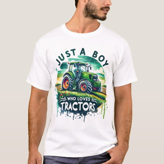 Nur ein Junge, der Lieben Tractors T - Shirt, Gebu T-Shirt (Vorderseite)