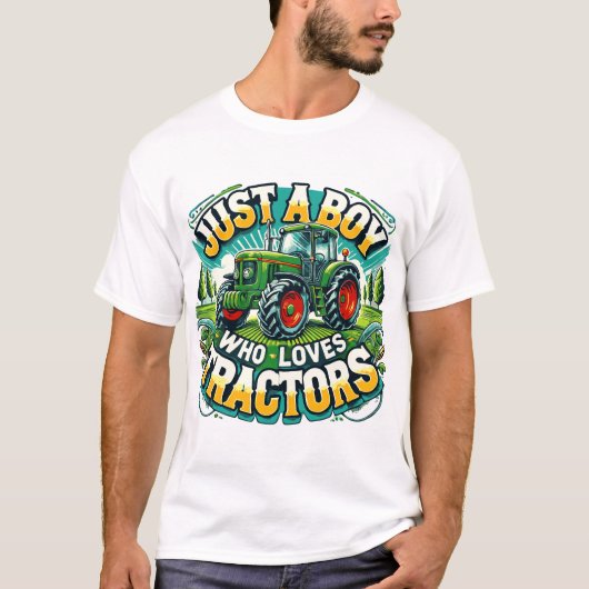 Nur ein Junge, der Lieben Tractors T - Shirt, Gebu T-Shirt (Vorderseite)