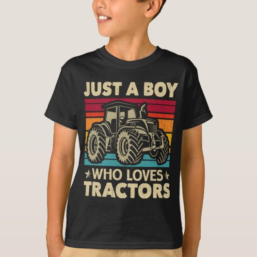 Nur ein Junge, der Lieben Traktoren Funny Boys Kid T-Shirt (Vorderseite)