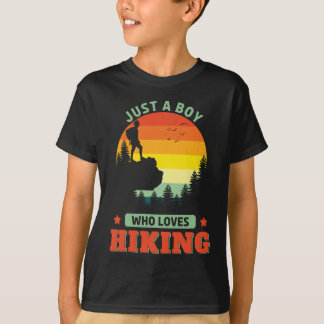 Nur ein Junge, der Lieben Wandern im Freien Wander T-Shirt