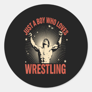 Nur ein Junge, der Lieben Wrestling Retro Vintag D Runder Aufkleber