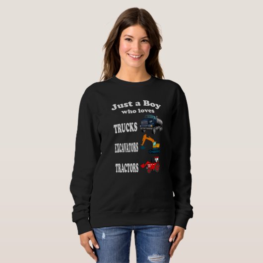 Nur ein Junge, der LKW-Bagger Liebe Tractors Ki Sweatshirt (Vorne ganz)