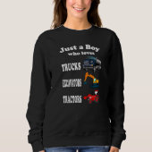 Nur ein Junge, der LKW-Bagger Liebe Tractors Ki Sweatshirt (Vorderseite)