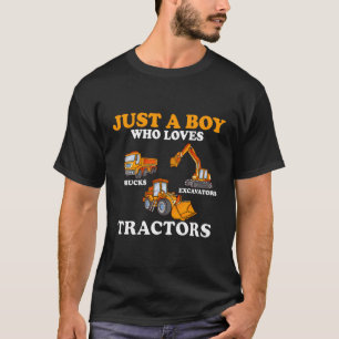 Nur ein Junge, der LKW-Bagger-Traktoren Liebe T-Shirt