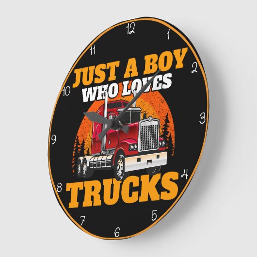 Nur ein Junge, der LKWs Liebe Große Wanduhr (Winkel)