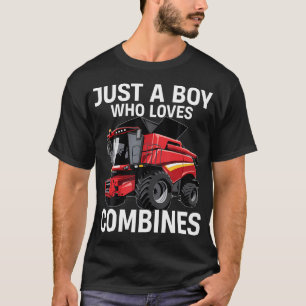 Nur ein Junge, der Mähdrescher liebt, rote Mähdres T-Shirt
