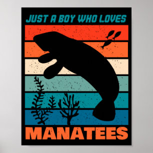 Nur ein Junge, der Manatee Lieben - Retro-Tier Poster