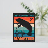 Nur ein Junge, der Manatee Lieben - Retro-Tier Postkarte (Stehend Vorderseite)