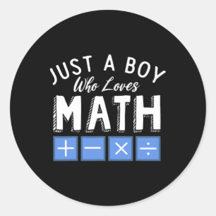 Nur ein Junge, der Mathe-Algebra liebt, lustige Ma Runder Aufkleber