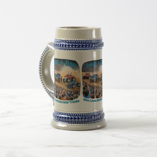 Nur ein Junge, der Monster Trucks Liebe Bierglas (Vorderseite Links)