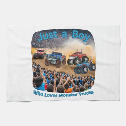 Nur ein Junge, der Monster Trucks Liebe Geschirrtuch (Horizontal)