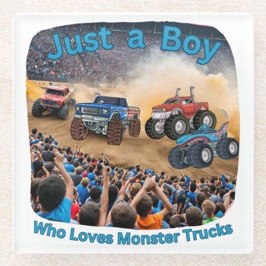 Nur ein Junge, der Monster Trucks Liebe Glasuntersetzer (Vorderseite)