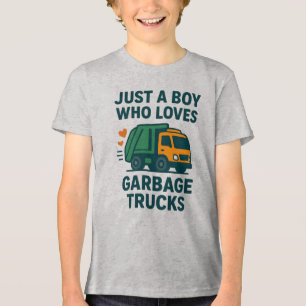 Nur ein Junge, der Müllwagen liebt Kinder Tri-Blend Shirt