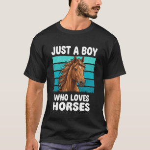 Nur ein Junge, der Pferde liebt, lustiger Pferdeli T-Shirt