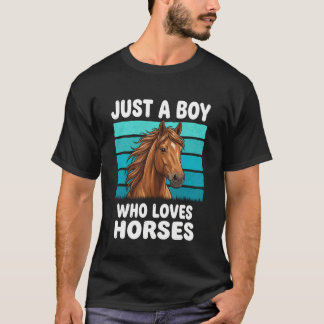 Nur ein Junge, der Pferde liebt, lustiger Pferdeli T-Shirt