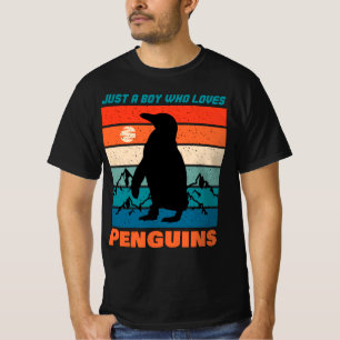 Nur ein Junge, der Pinguine Liebe - Retro-Tier T-Shirt
