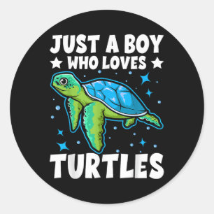 Nur ein Junge, der Schildkröten Lieben Lover spend Runder Aufkleber