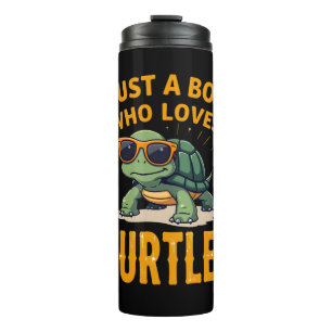 Nur ein Junge, der Schildkröten liebt Kinder Junge Thermosbecher