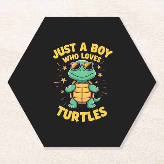 Nur ein Junge, der Schildkröten liebt Kinder Junge Untersetzer (Vorderseite)