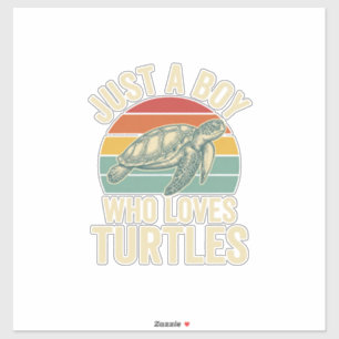 Nur ein Junge, der Schildkröten liebt Vintage-Shir Aufkleber
