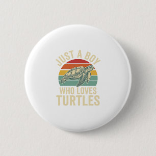 Nur ein Junge, der Schildkröten liebt Vintage-Shir Button