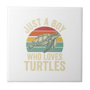 Nur ein Junge, der Schildkröten liebt Vintage-Shir Fliese