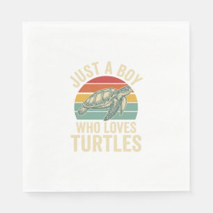 Nur ein Junge, der Schildkröten liebt Vintage-Shir Serviette