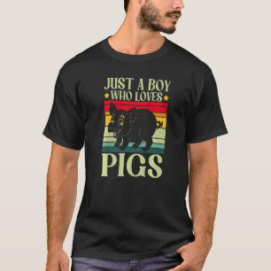 Nur ein Junge, der Schweine-Ernte-Bauernhof-Stallk T-Shirt