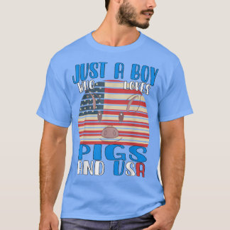 Nur ein Junge, der Schweine und die USA Liebe T-Shirt