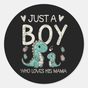 Nur ein Junge, der seine Mama, Mama und Junge Lieb Runder Aufkleber