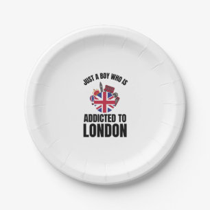 Nur ein Junge, der süchtig nach London ist Pappteller