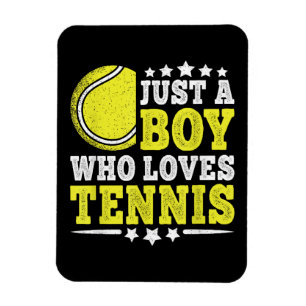 Nur ein Junge, der Tennis liebt, lustiger Tennisli Magnet