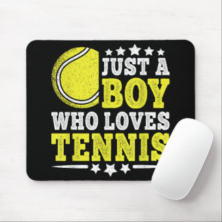 Nur ein Junge, der Tennis liebt, lustiger Tennisli Mousepad
