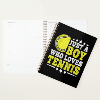 Nur ein Junge, der Tennis liebt, lustiger Tennisli Planer