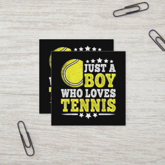 Nur ein Junge, der Tennis liebt, lustiger Tennisli Quadratische Visitenkarte