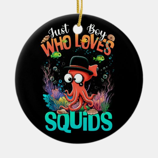Nur ein Junge, der Tintenfische Liebe Meeresfrücht Keramik Ornament (Vorne)