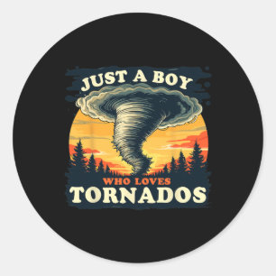 Nur ein Junge, der Tornados Meteorologie Storm Ch Runder Aufkleber