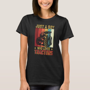 Nur ein Junge, der Traktoren liebt, Bauernhof Kind T-Shirt