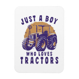 Nur ein Junge, der Traktoren und landwirtschaftlic Magnet