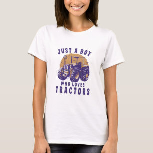 Nur ein Junge, der Traktoren und landwirtschaftlic T-Shirt